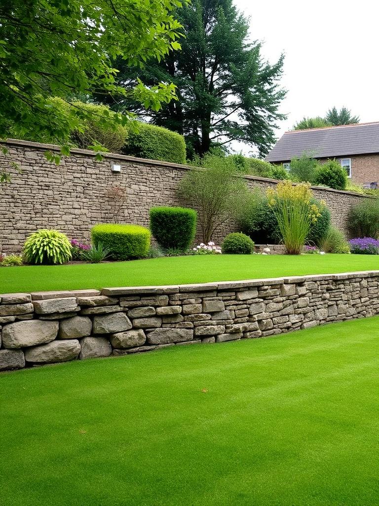 Landscaped garden with dry stone wall